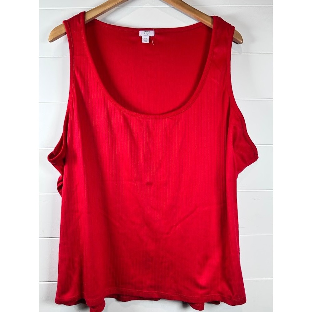 Crown & Ivy Intimates Red Ribbed Tank Top Plus Size 3X Sleeveless